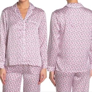 Vera Bradley Flowers Hearts Long Sleeve Button Front Pajama Set Women's Size Med